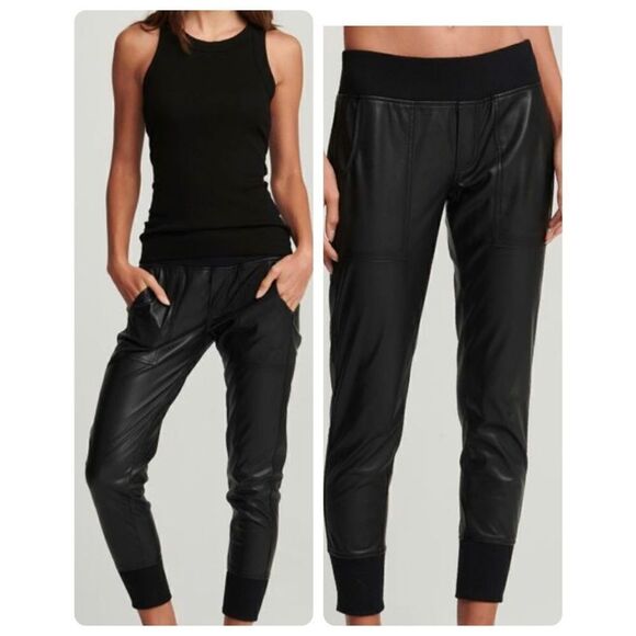 Sundays Brasada NEW $216 Faux Leather Joggers sz M Black - Picture 12 of 13